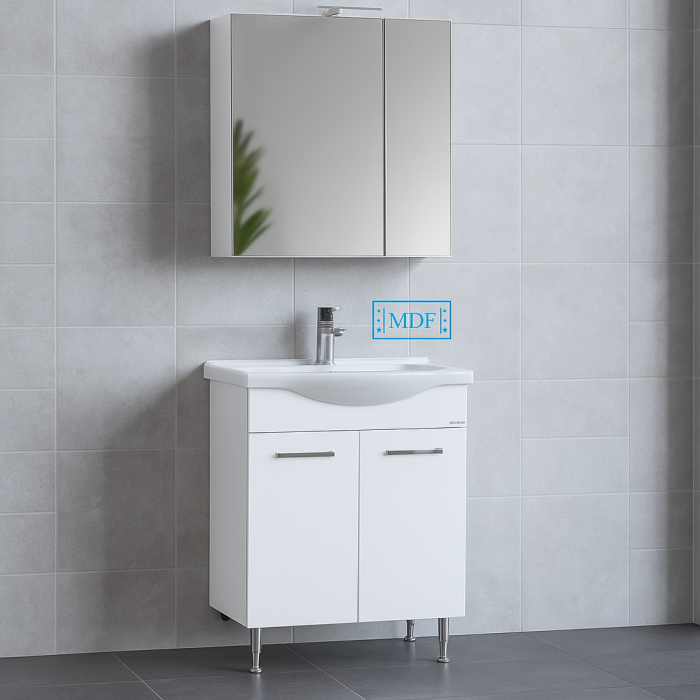 Set mobilier baie alb cu oglinda Celine si iluminare LED [1]