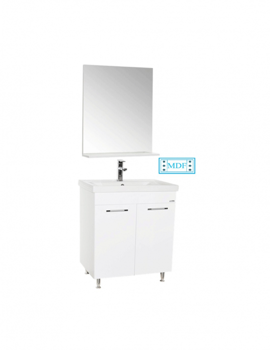 Set mobilier baie alb cu lavoar ceramic si oglinda [3]