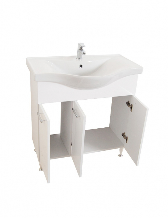 Set mobilier baie alb cu lavoar, oglinda si iluminare LED [5]