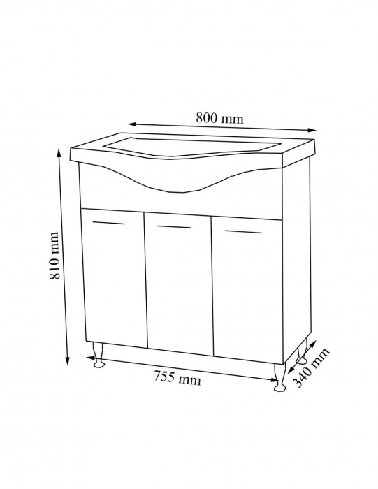 Set mobilier baie alb cu lavoar, oglinda si iluminare LED [4]