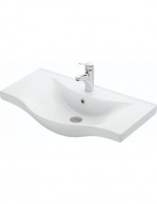 Set mobilier baie alb cu lavoar, oglinda si iluminare LED [3]