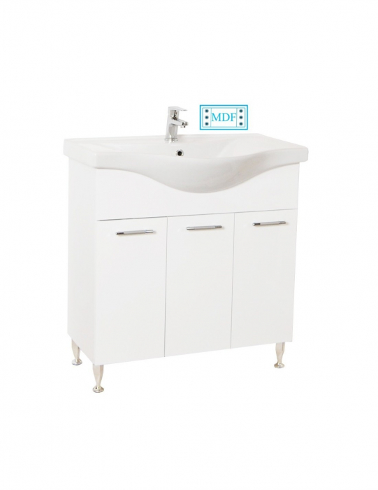 Set mobilier baie alb cu lavoar, oglinda si iluminare LED [6]