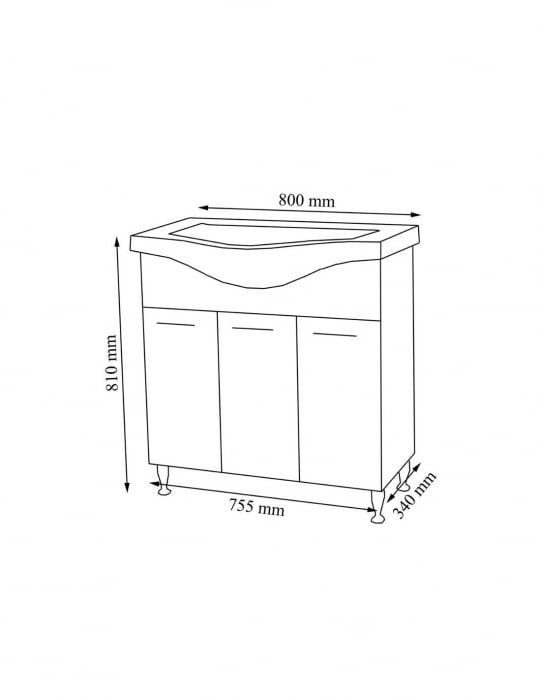 Set mobilier baie alb cu lavoar ceramic si oglinda cu poliță [4]