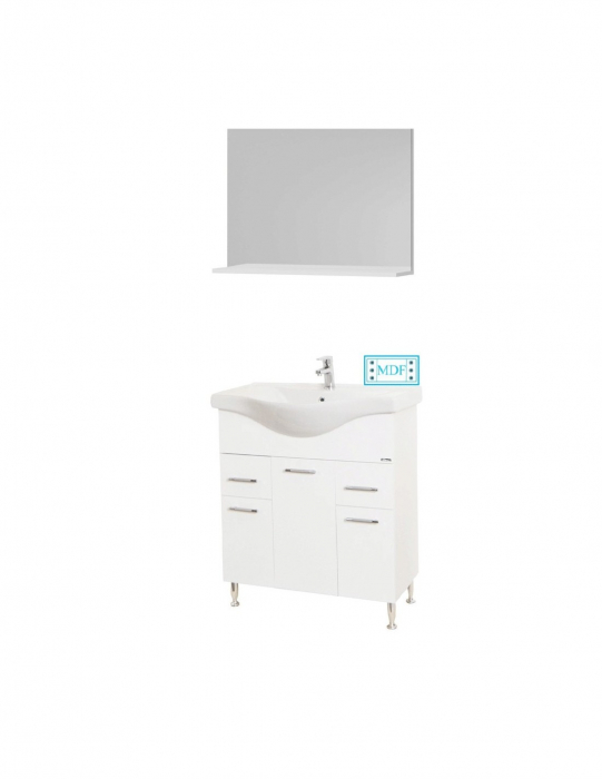 Set mobilier baie alb cu lavoar si oglinda suspendata [3]