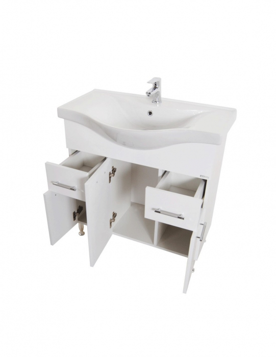 Set mobilier baie alb cu lavoar si oglinda suspendata [6]