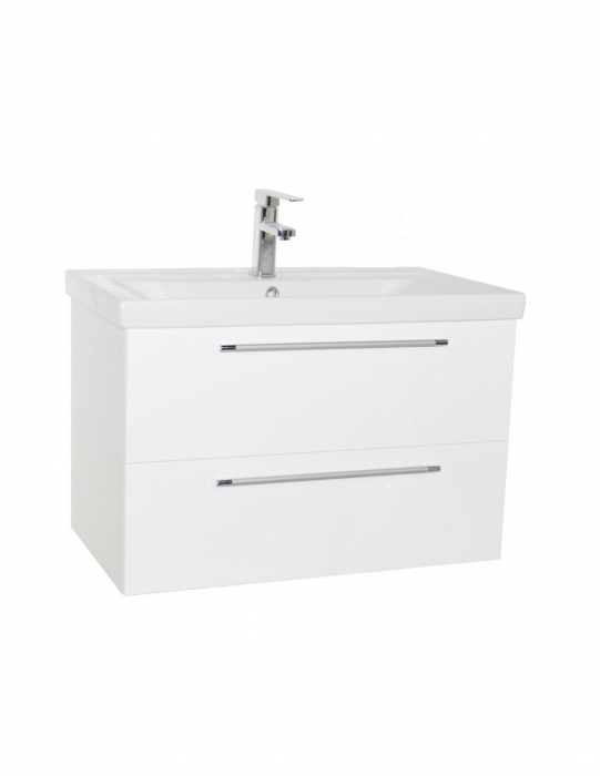 Set mobilier baie suspendat alb GN0541 cu lavoar ceramic si oglinda cu dulap si iluminare LED [7]