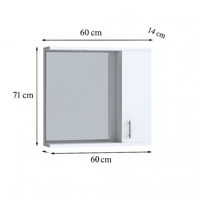 Set mobilier baie GN0541 cu lavoar si sertare, alb lucios, oglinda cu LED [3]