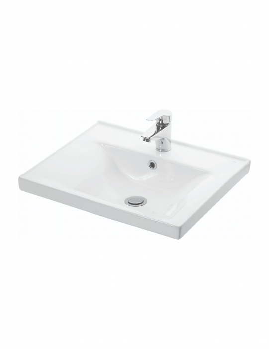 Set mobilier baie GN0541 alb lucios cu lavoar ceramic si oglinda cu polita [8]