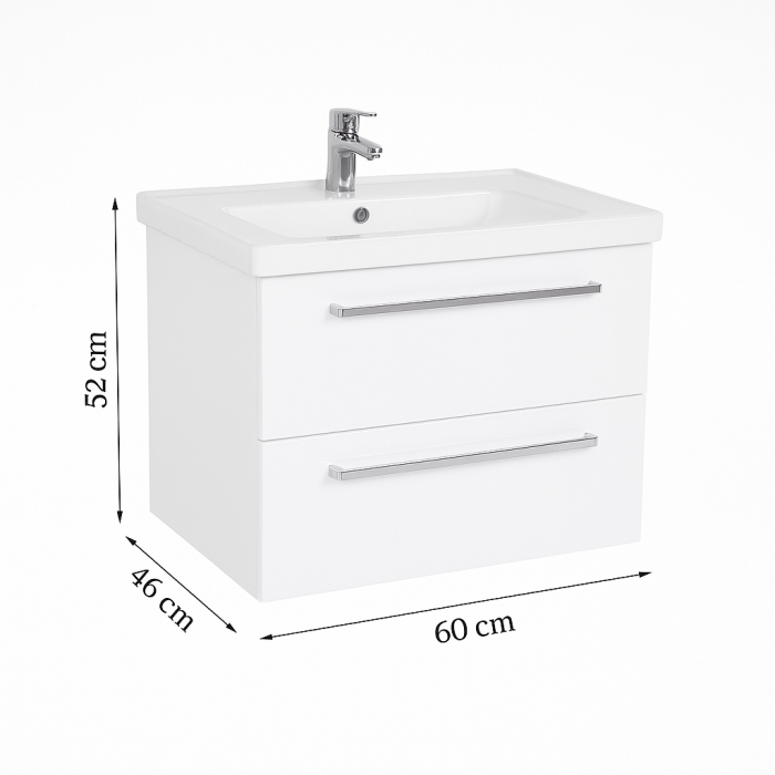 Set mobilier baie GN0541 alb lucios cu lavoar ceramic si oglinda cu polita [6]