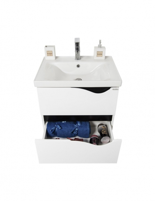 Set mobilier baie suspendat alb 70 cm cu dulap oglinda si lavoar [8]