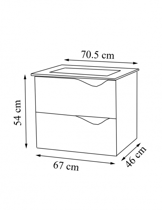 Set mobilier baie suspendat alb 70 cm cu dulap oglinda si lavoar [12]