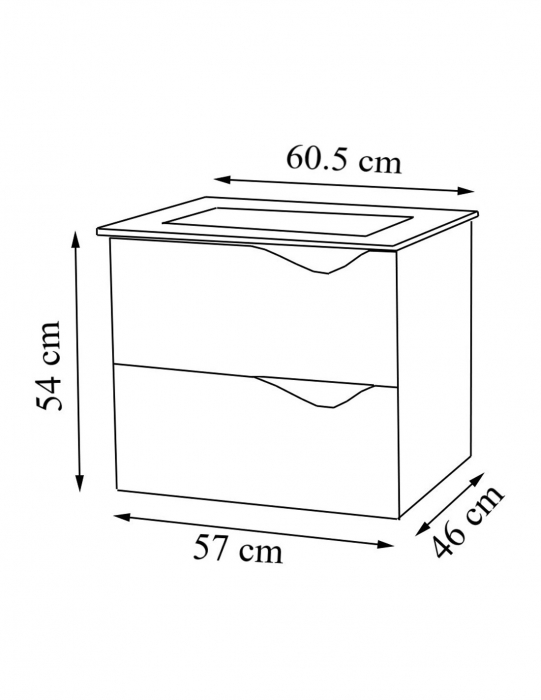 Set Baza si lavoar GN0971 suspendat si Oglinda GN0551 - 60 cm [5]