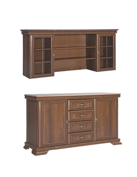 Set comoda living VM3 si vitrina VMN4 din lemn masiv cu usi vitrate si sertare [3]
