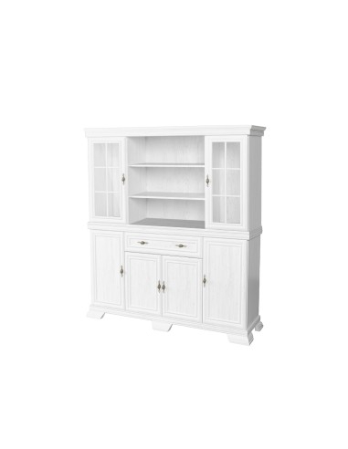 Set comoda si vitrina alb antichizat cu vitrine din sticla si manere aurii [4]