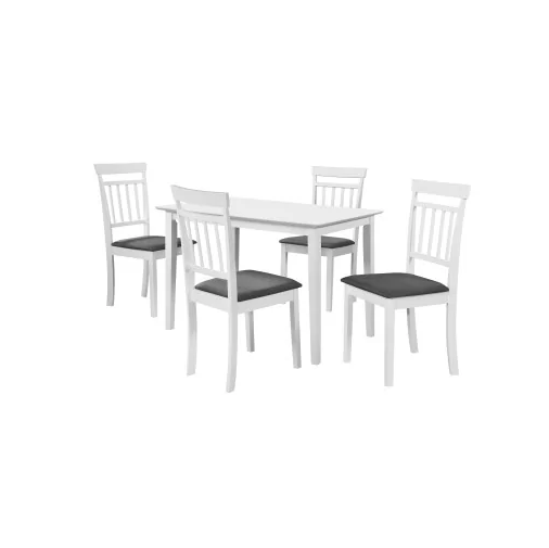 Set masă Bali cu 4 scaune Hudson, alb – MDF & lemn [2]