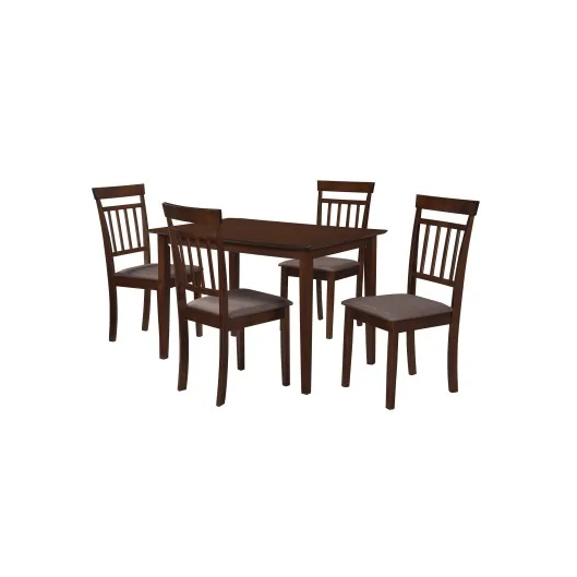 Set masă Bali cu 4 scaune Hudson, MDF furniruit, nuc [2]