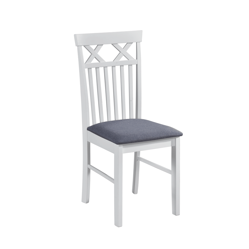 Set masa bucatarie Sophia, MDF, rotunda, 90x74 cm si 4 scaune Rebecca, tapiterie stofa,100 kg, 94x49x43.5 cm, alb/gri [5]