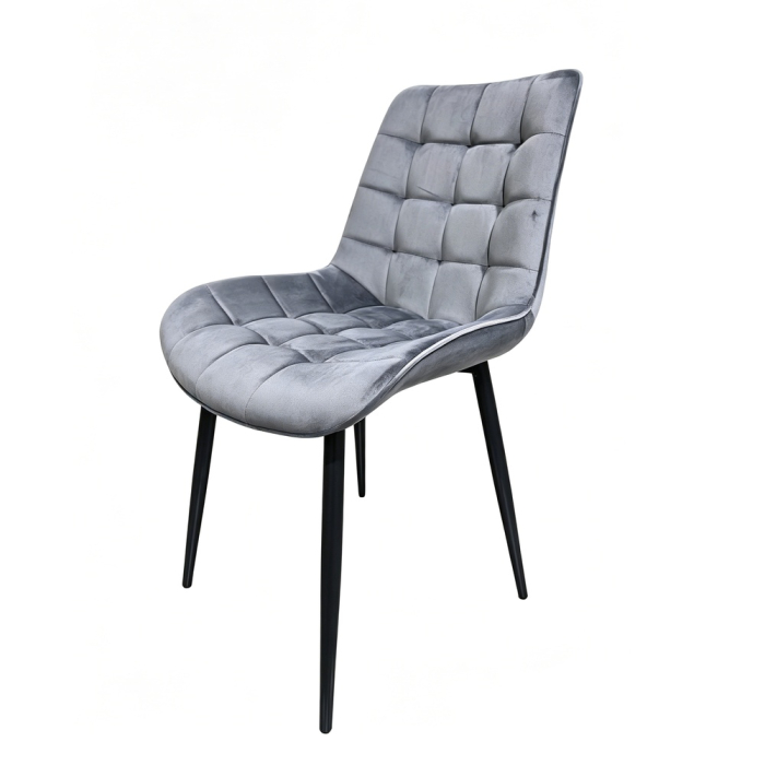 Set masa living Elegant FDT4, blat ceramica, structura metalica, 140x80x75 cm, alb/gri si 6 scaune Gloria FDC20, tapiterie catifea, 90 kg, gri [3]