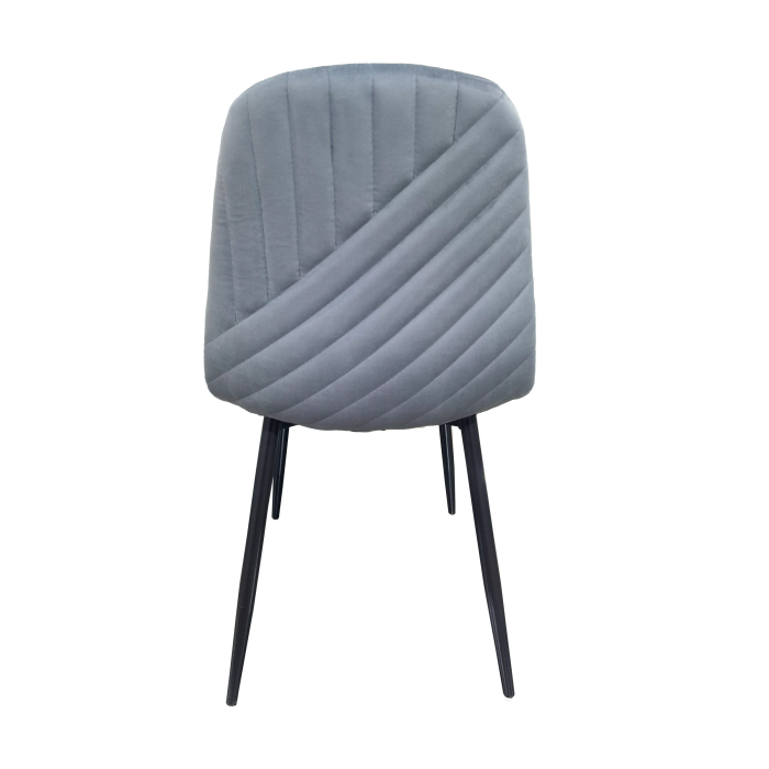 Set masa living Lineo FDT1, blat ceramica, structura metalica, 140x80x75 cm, alb/gri si 6 scaune Doina FDC2, tapiterie catifea, 90 kg, gri [5]