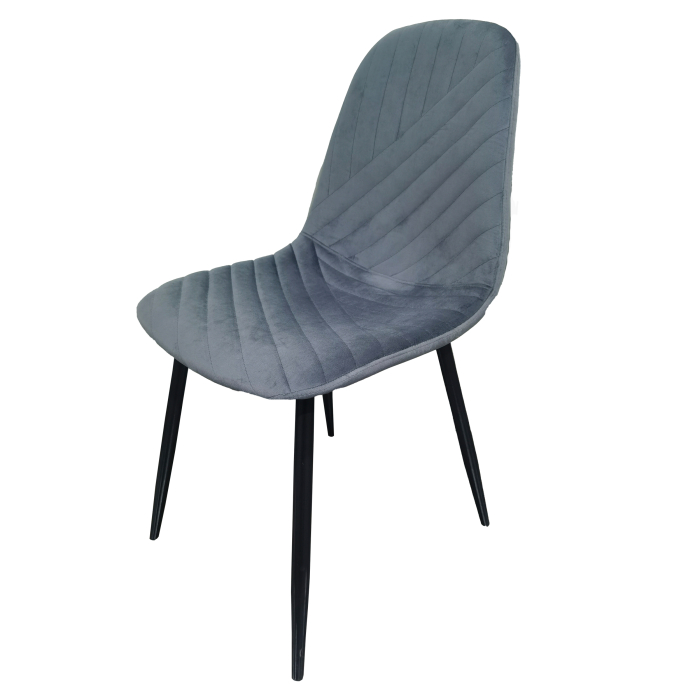 Set masa living Lineo FDT1, blat ceramica, structura metalica, 140x80x75 cm, alb/gri si 6 scaune Doina FDC2, tapiterie catifea, 90 kg, gri [4]