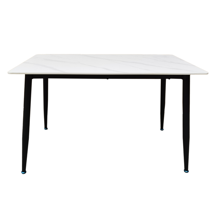 Set masa living Lineo FDT1, blat ceramica, structura metalica, 140x80x75 cm, alb/gri si 6 scaune Gloria FDC20, tapiterie catifea, 90 kg, gri [2]