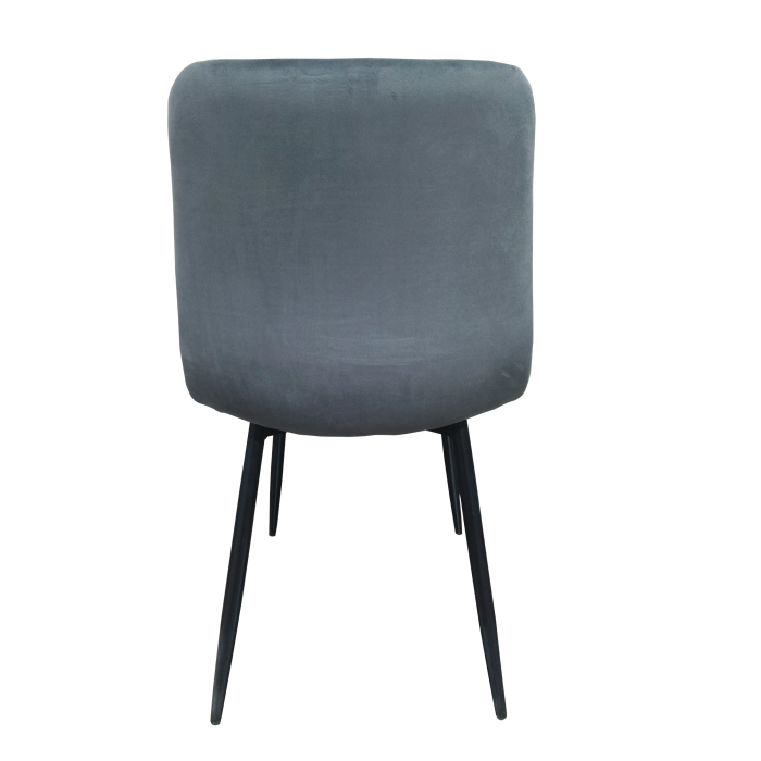 Set masa living Lineo FDT1, blat ceramica, structura metalica, 140x80x75 cm, alb/gri si 6 scaune Rizea FDC4, tapiterie catifea, 90 kg, gri [5]