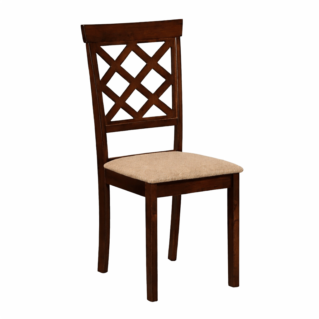Set masa living plianta Philadelphia, MDF, lemn masiv, rotunda, 55/90 x 90 x 74,8 cm si 2 scaune Vienna, tapiterie stofa, 94x49x40 cm, nuc [3]