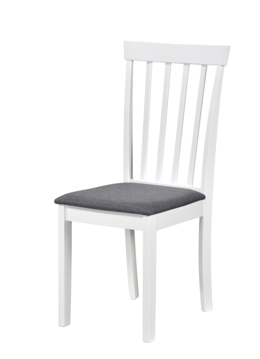 Set masa living rotunda Montreal, lemn masiv, MDF, 90x73.8 cm si 4 scaune Houston, stofa,100 kg, 94x49x40 cm, alb/gri [3]