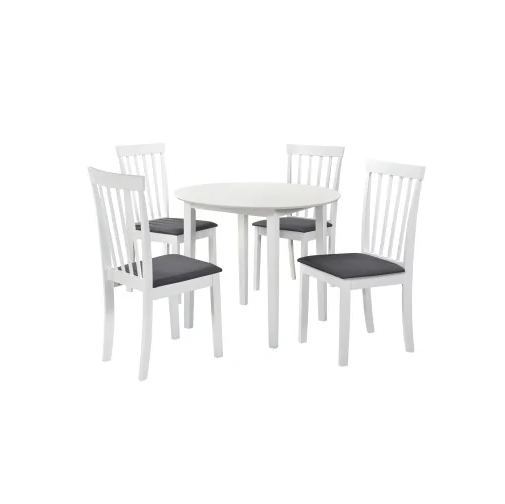 Set masă rotundă Sophia 90 cm + 4 scaune Houston, alb [2]
