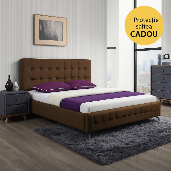 Set pat HM Bonita maro cu saltea Neptun Memory Pocket Comfort [1]