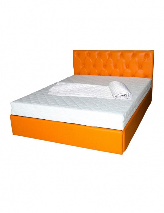 Set Saltea Hydra Comfort Flex 160x200 cu husa hipoalergenica, baza si tablie portocalie [2]