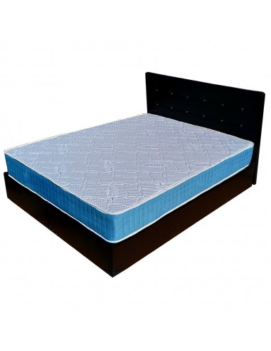Set saltea Memory Foam PARIS 140x190x23 cu 2 perne microfibra pe pat negru [3]