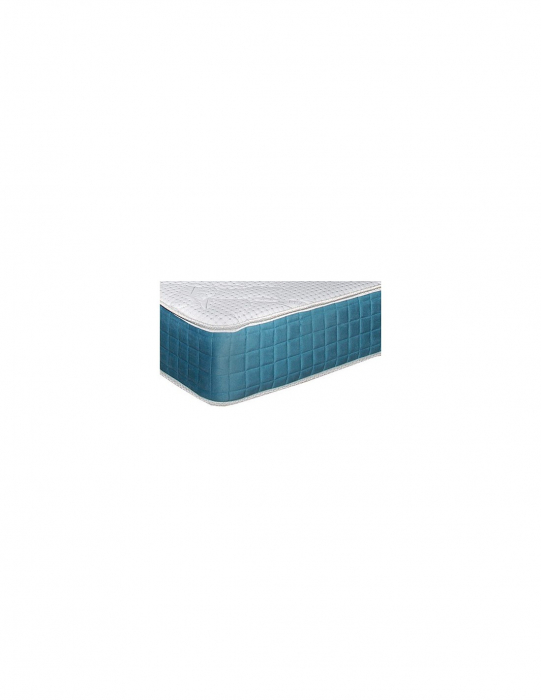 Set saltea Memory Foam PARIS 140x200 cu pilota alba pe pat negru [4]