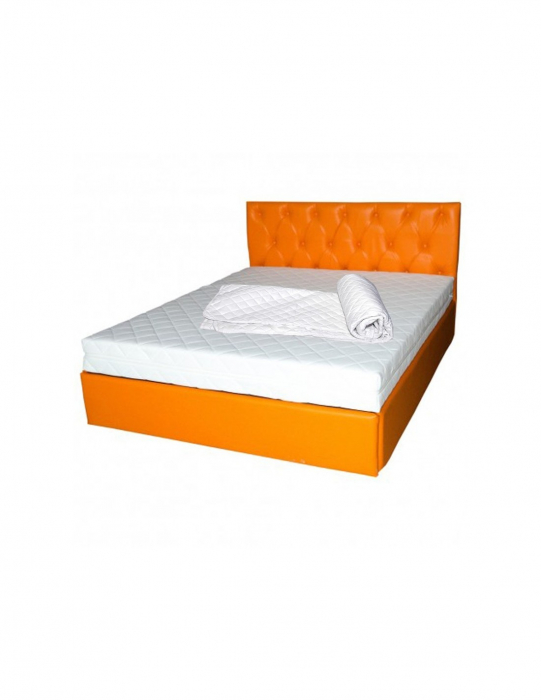 Set pat Mercur Comfort Flex Plus 160x200 cu tăblie matlasată portocalie și saltea hipoalergenică [4]