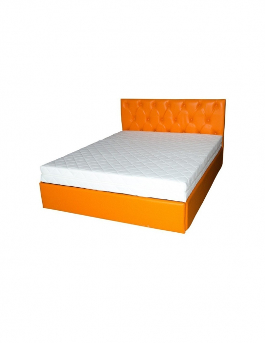 Set saltea Nova Comfort Flex portocalie cu perna din microfibra pe fundal alb [1]