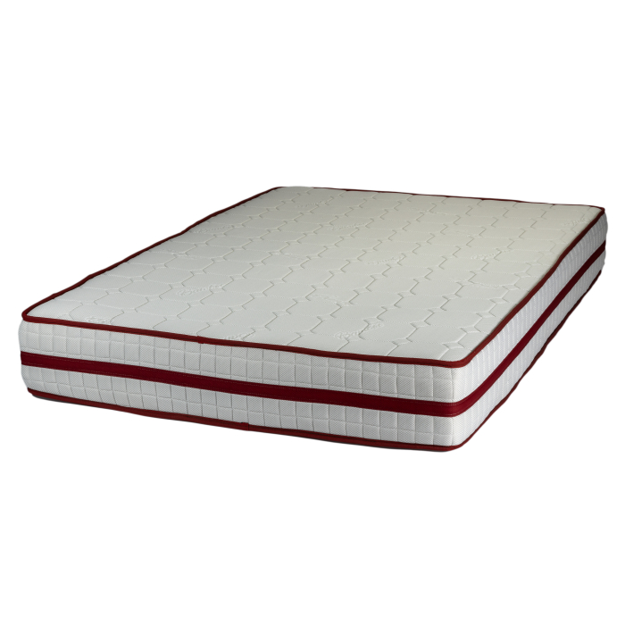 Set saltea ortopedica Roza Super Lux 140x200x26 cm cu 2 perne microfibra 50x70 cm pe un pat negru [9]