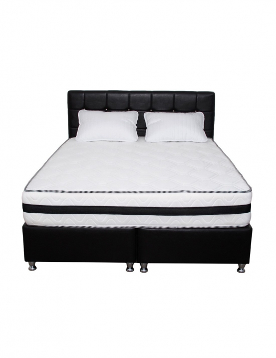 Set saltea Super Lux Iris 140x190x26 cu perne si somiera neagra [4]