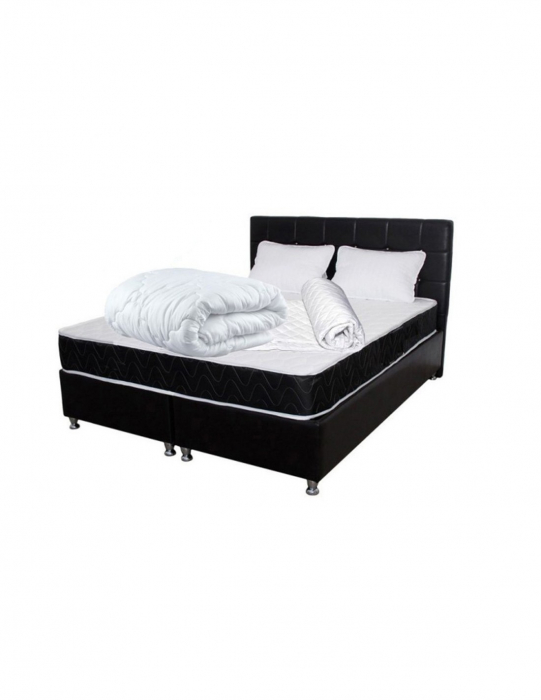 Set complet pat Lux Praga 140x200 cu saltea superortopedica, perne si pilota [9]