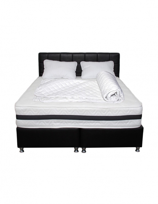 Set saltea superortopedica 160x200 cu arcuri Bonnell, doua perne microfibra si husa hipoalergenica [3]
