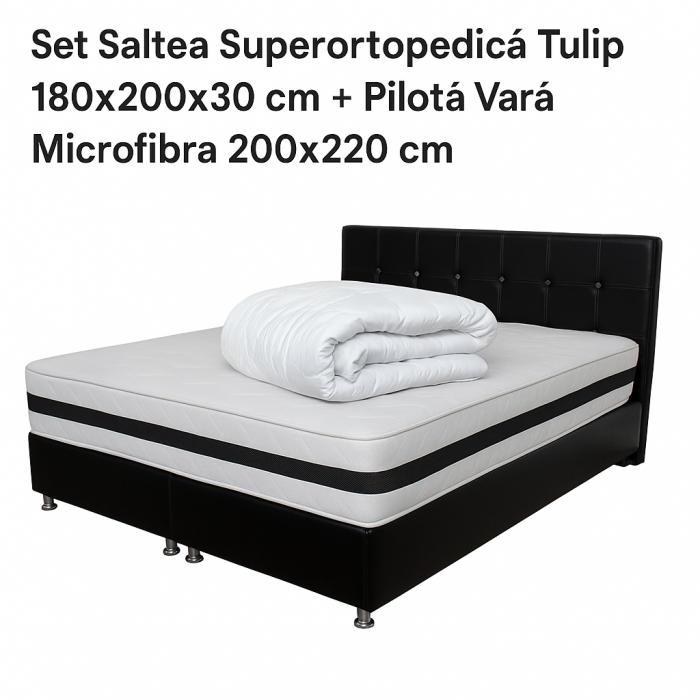 Set Saltea Superortopedica Tulip 180x200x30 cu Pilotă de Vară Microfibră 200x220 [5]