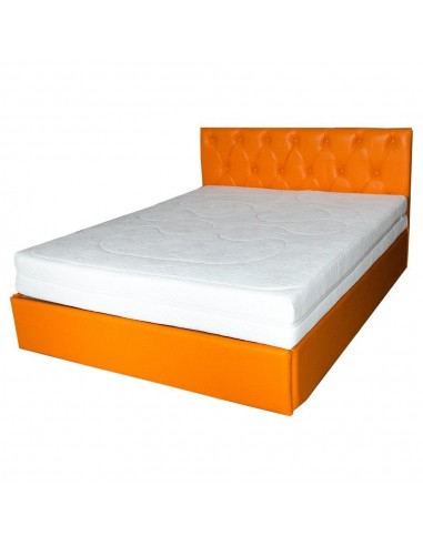 Set pat Terra Spring Comfort 140x200 portocaliu cu saltea și 2 perne memory, tăblie capitonată [5]