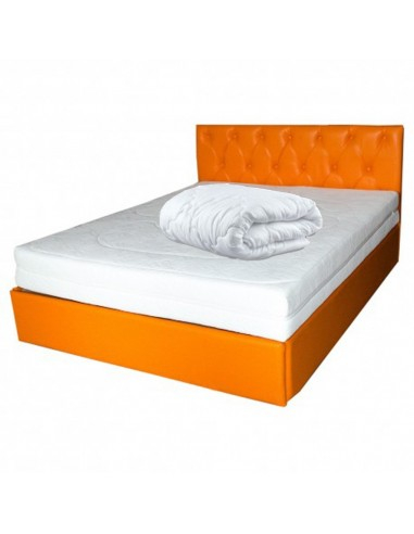 Set saltea Terra Spring Comfort 180x200 si pilota vara microfibra 200x220 - Pat tapițat portocaliu cu tăblie capitonată [2]