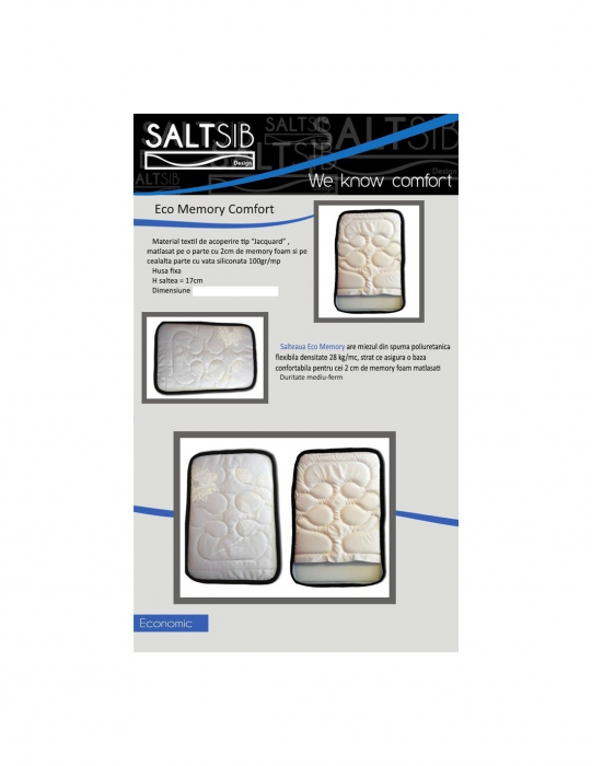 Set saltea Venus Eco Memory 140x200 cu perne si husa hipoalergenica [8]