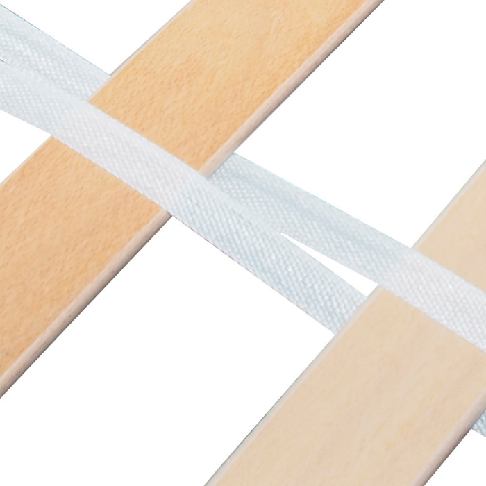 Somiera metalica fixa pentru pat dublu 140x190, 6 picioare, 30 lamele lemn fag, benzi textile, suport saltea ferm, negru [7]