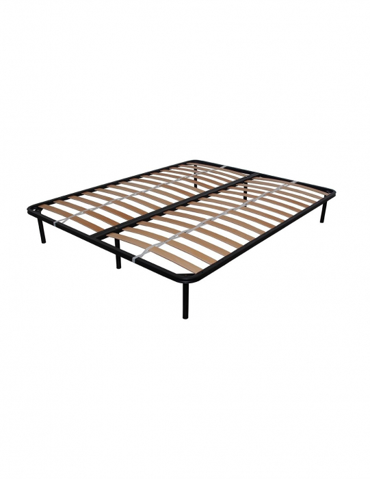 Somiera pat 140x200 cu lamele din fag si cadru metalic negru [5]
