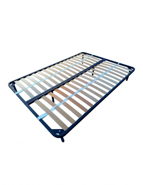 Somiera pat 140x200 cu lamele din fag si cadru metalic negru [3]