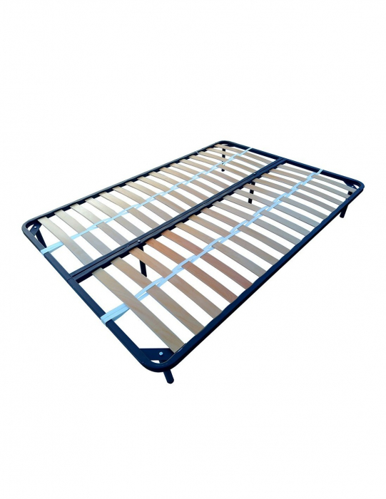 Somiera pat 180x200 cu lamele din fag si cadru metalic negru [3]