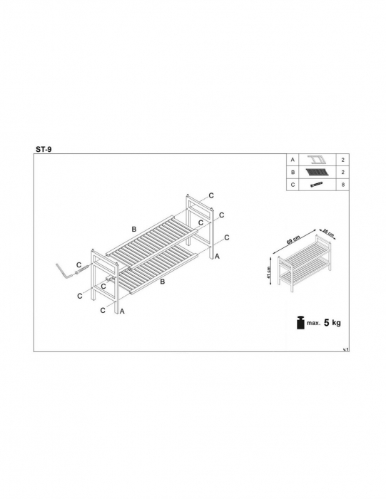 Suport pantofi HM ST9 din lemn natur cu doua niveluri [2]