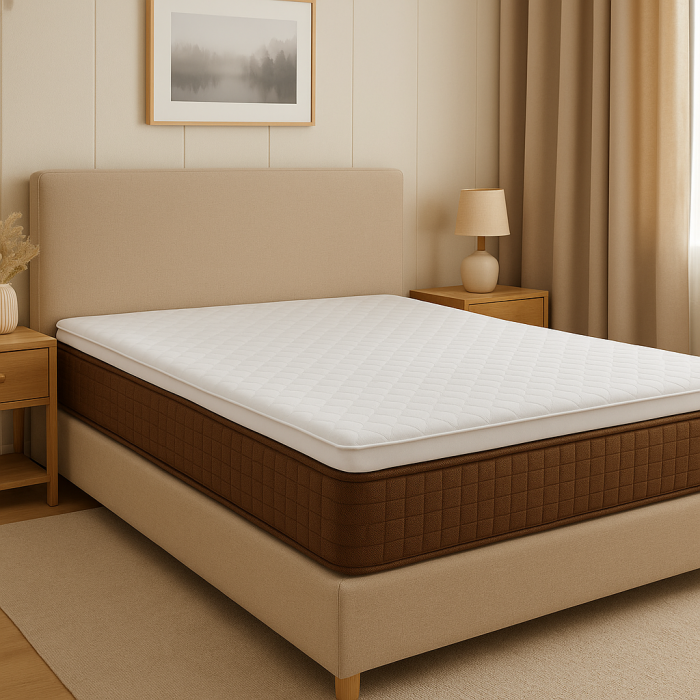 Topper saltea 125x190 cm din spumă poliuretanică albă, profil subțire, cu margine finisată [2]