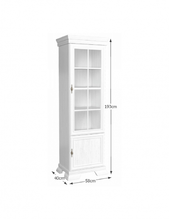 Vitrina living alba cu usi din sticla si grilaj [3]